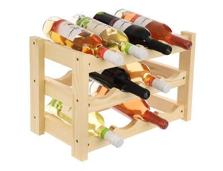 Weinregal für 12 Flaschen Wein, 43 x 24 x 29 cm, Holz, mit Beschlägen
