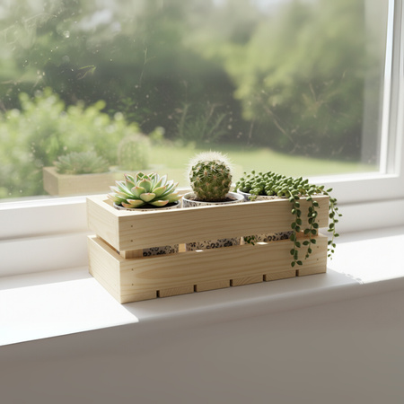 Schmale Holzkiste 30x15x12 cm | Unbehandelt für Kräuter & Deko