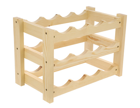 Weinregal für 12 Flaschen Wein, 43 x 24 x 29 cm, Holz, mit Beschlägen