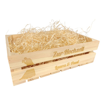 Personalisierte Hochzeitsbox mit Gravur, 40x25x12 cm - das perfekte Geschenk für das Brautpaar und Dankeschön für die Liebsten