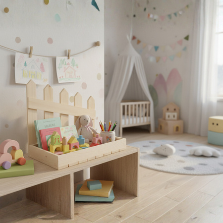 Holz Organizer mit Deko-Zaun "Ranch" | 40x26x34,5 cm | GoodFreshDecor