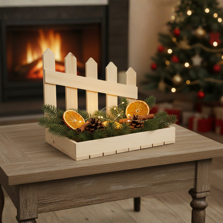 Holz Organizer mit Deko-Zaun "Ranch" | 40x26x34,5 cm | GoodFreshDecor