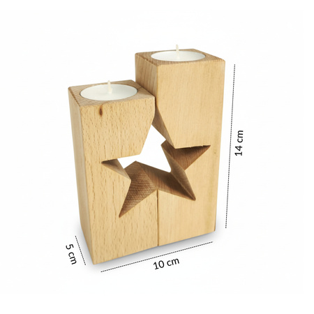 Holz Kerzenständer Set "Stern" aus massiver Buche (geölt) | GoodFreshDecor