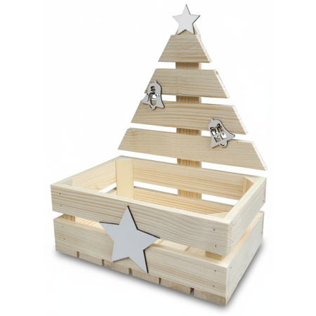 Holzkiste Weihnachten mit Tannenbaum (unbehandelt) 30x20x40 cm | GoodFreshDecor