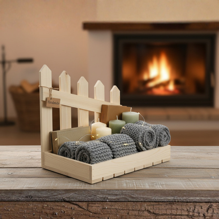 Holz Organizer mit Deko-Zaun "Ranch" | 40x26x34,5 cm | GoodFreshDecor