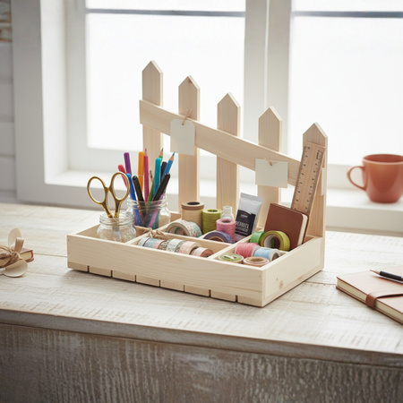 Holz Organizer mit Deko-Zaun "Ranch" | 40x26x34,5 cm | GoodFreshDecor