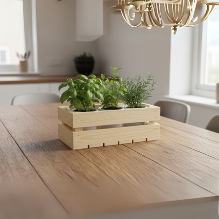 Schmale Holzkiste 30x15x12 cm | Unbehandelt für Kräuter & Deko