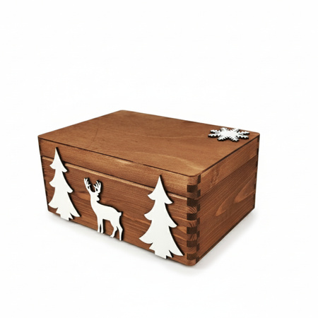 Braune Weihnachts-Holzkiste 30x20x14 cm mit 3D-Dekor | GoodFreshDecor