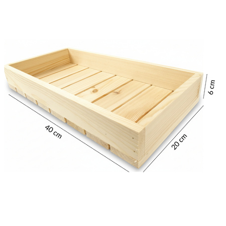 Langes & Flaches Holztablett 40x20x6 cm | Für Schubladen & Fensterbank | GoodFreshDecor