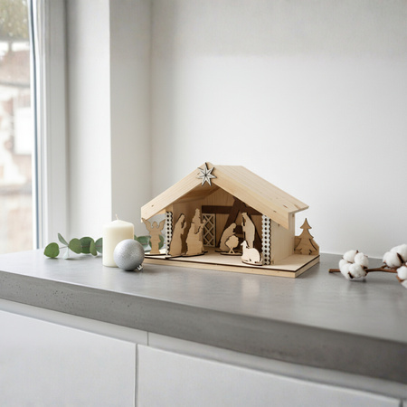 Weihnachtskrippe aus Holz im Skandi-Stil | Set mit 8 Figuren | GoodFreshDecor