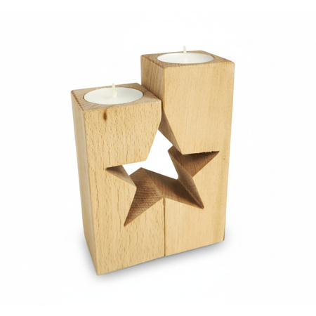 Holz Kerzenständer Set "Stern" aus massiver Buche (geölt) | GoodFreshDecor