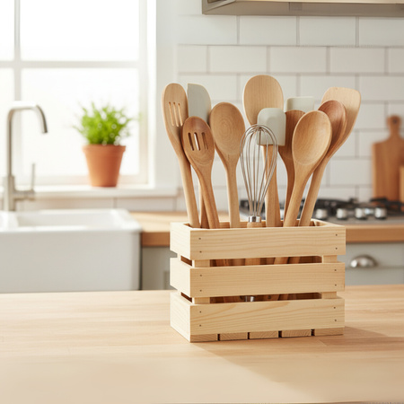 Hohe & Schmale Holzkiste 30x15x18 cm | Für Utensilien & Flaschen | GoodFreshDecor