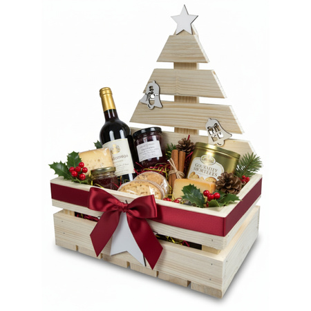 Holzkiste Weihnachten mit Tannenbaum (unbehandelt) 30x20x40 cm | GoodFreshDecor