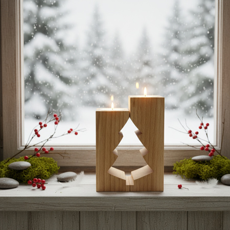 Holz Kerzenständer Set "Tannenbaum" aus massiver Buche (geölt) | GoodFreshDecor