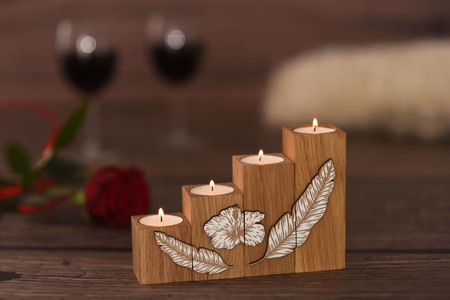 Set von hölzernen Tisch Kerzenhalter, Teelichthalter Naturholz Teelichthalter, Boho rustikale Dekoration SC07