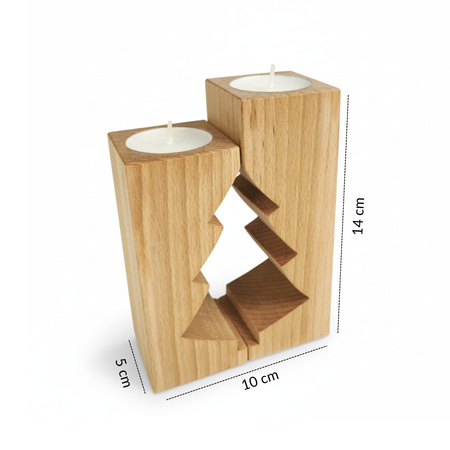 Holz Kerzenständer Set "Tannenbaum" aus massiver Buche (geölt) | GoodFreshDecor