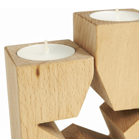 Holz Kerzenständer Set "Stern" aus massiver Buche (geölt) | GoodFreshDecor