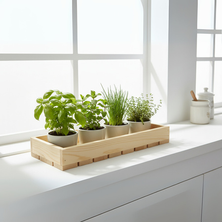 Langes & Flaches Holztablett 40x20x6 cm | Für Schubladen & Fensterbank | GoodFreshDecor