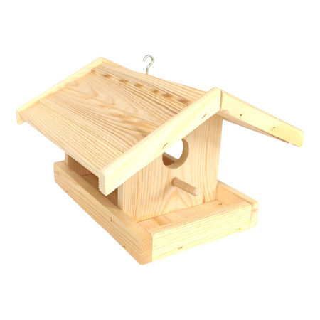 Handgefertigtes Vogelfutterhaus aus Holz 24,5x23,5x16,5 cm